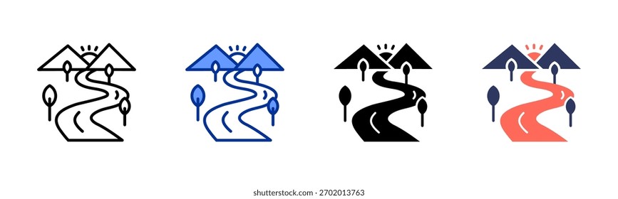 River Reflection icon set multiple style collection