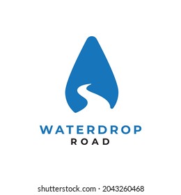 river road creek water drop logo design  vector