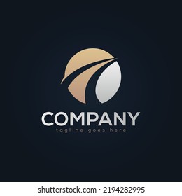 Logo de la curva del río, logotipo del camino, logotipo del transporte