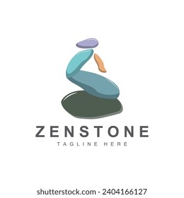 River Rock Design Balance Rock Logo Illustration Symbol Template