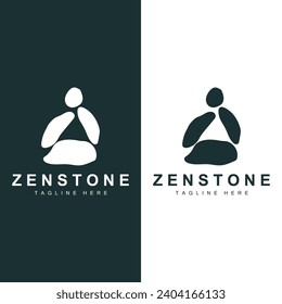 River Rock Design Balance Rock Logo Illustration Symbol Template