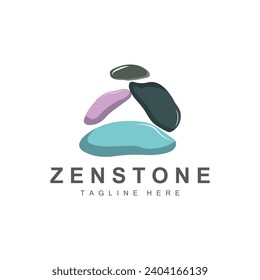 River Rock Design Balance Rock Logo Illustration Symbol Template