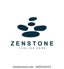 River Rock Design Balance Rock Logo Illustration Symbol Template