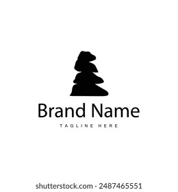 River Rock Design Balance Rock Logo Illustration Symbol Template