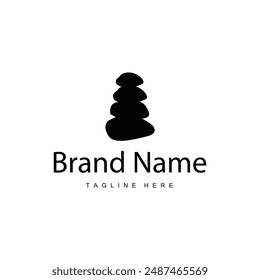 River Rock Design Balance Rock Logo Illustration Symbol Template