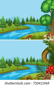 River running through a field in set of 2