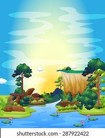 River scene during the sunset