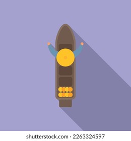 River seller icon flat vector. Shopping food. Local canal