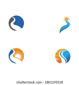 Diseño de ilustración de icono de vector conjunto de ríos