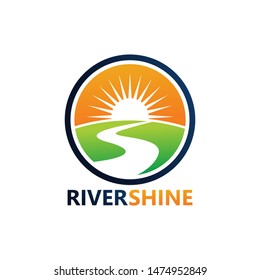 River Shine Logo Template Design Vector, Emblem, Design Concept, Creative Symbol, Icon