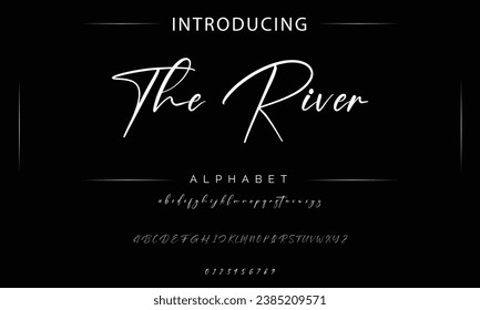 The River signature Font Calligraphy Logotype Script Brush Font Type Font lettering handwritten