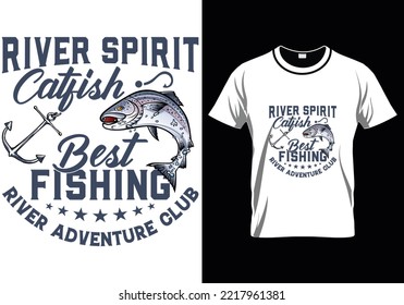 
River Spirit Catfish Fishing T-Shirt Design