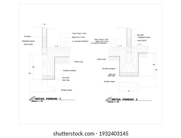 river stone foundation drawings, AutoCAD, vector.