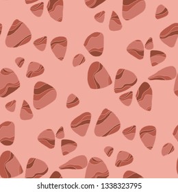 River stone textured seamless pattern in terracottas hues. Wavy repeatable motif for background, textile, wrapping paper. Tile element for surface design in natural red soil colors.