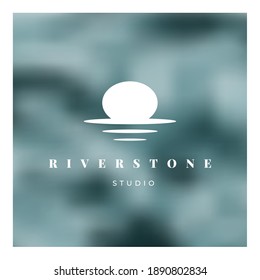 River stone white logo on color marble background for corporate identity and firm style