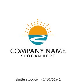 river and sun logo designs