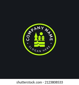 river sun tree for outdoor logo