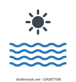river sun vector glyph color icon 