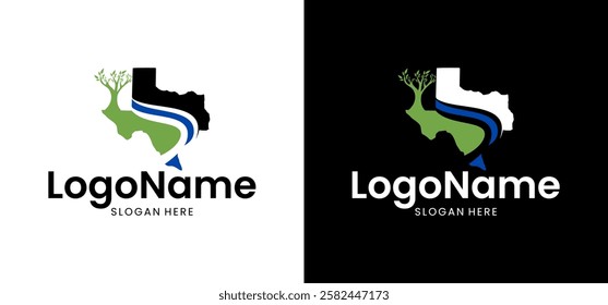 River Texas company vector logo illustration, simple and memorable.
