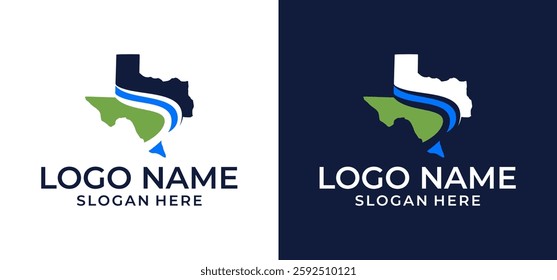 River Texas company vector logo illustration, simple and memorable.