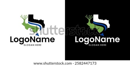 River Texas company vector logo illustration, simple and memorable.