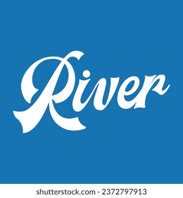 river text on blue background.
