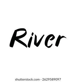 texto fluvial para impressão de camisetas e outros usos sobre fundo branco.