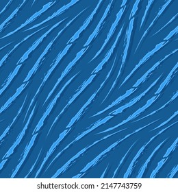 River texture.Seamless vector pattern of diagonal blue torn stripes.Seamless vector blue pattern of diagonal strokes.