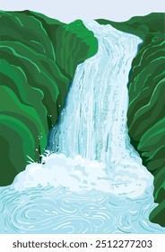 Río que cae de la roca madre a la roca más suave que se erosiona formando una cascada de Vertical