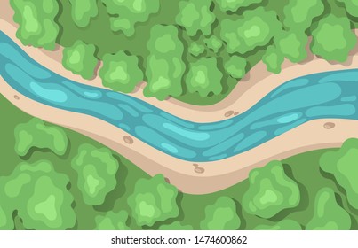 River top view. Simple illustration. Vector graphics.