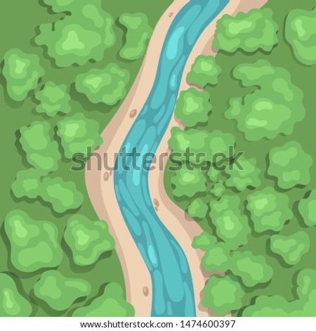 River top view. Simple illustration. Vector graphics.