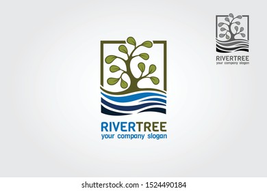 River Tree logo template. An excellent logo template suitable for any business related to eco, green, nature, consulting, socail etc. This logo features with big tree and a river. 