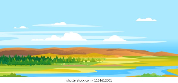 River Valley Forest Landscape Background