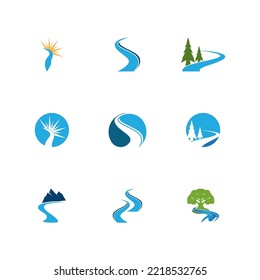 Diseño de iconos de vectores de río