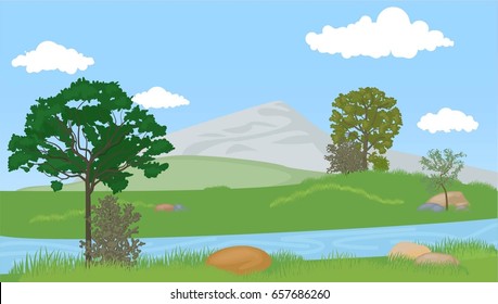 River. Vector illustration, flat style design.