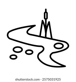 River Vector Line Icon Design