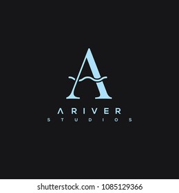 River vector logo. A letter vector logo.