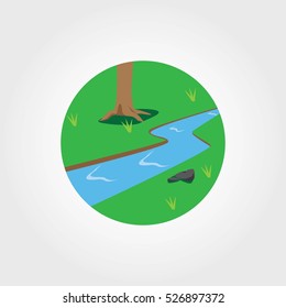 River View Vector Illustration.