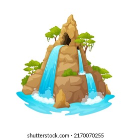 River Waterfall Falls Cliff Jungle Island Stock Vector (Royalty Free ...