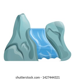 River waterfall icon. Cartoon of river waterfall vector icon for web design isolated on white background