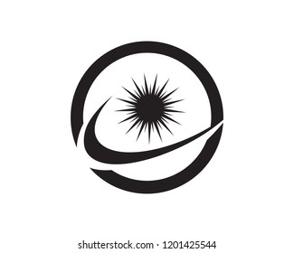 River wave and sun logo black vector