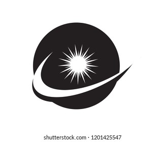 River wave and sun logo black vector