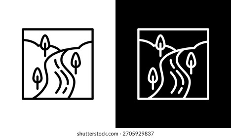 Diseño de conjunto de iconos de río blanco