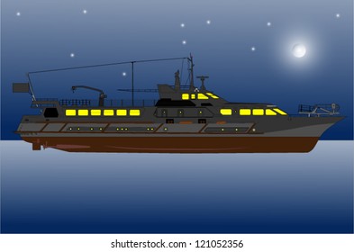 river yacht at night