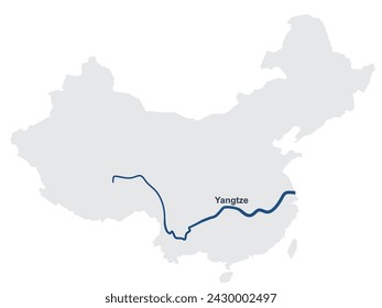 Río Yangtze en el mapa. vector