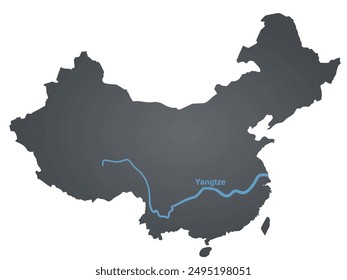 River Yangtze on map. vector