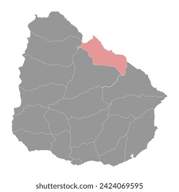 Mapa del Departamento Rivera, división administrativa del Uruguay. Ilustración vectorial.