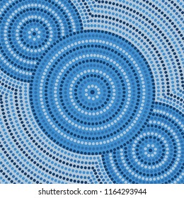 Riverbank abstract Aboriginal dot painting in vector format