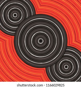 Riverbank abstract Aboriginal dot painting in vector format
