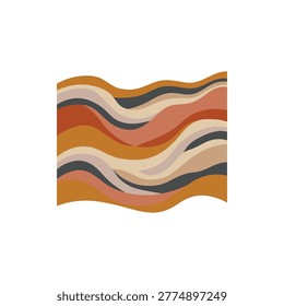 Riverbank sediment strata featuring horizontal lines of silt sand and clay